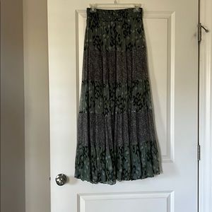 Ella Moss Green Boho Print Maxi Skirt